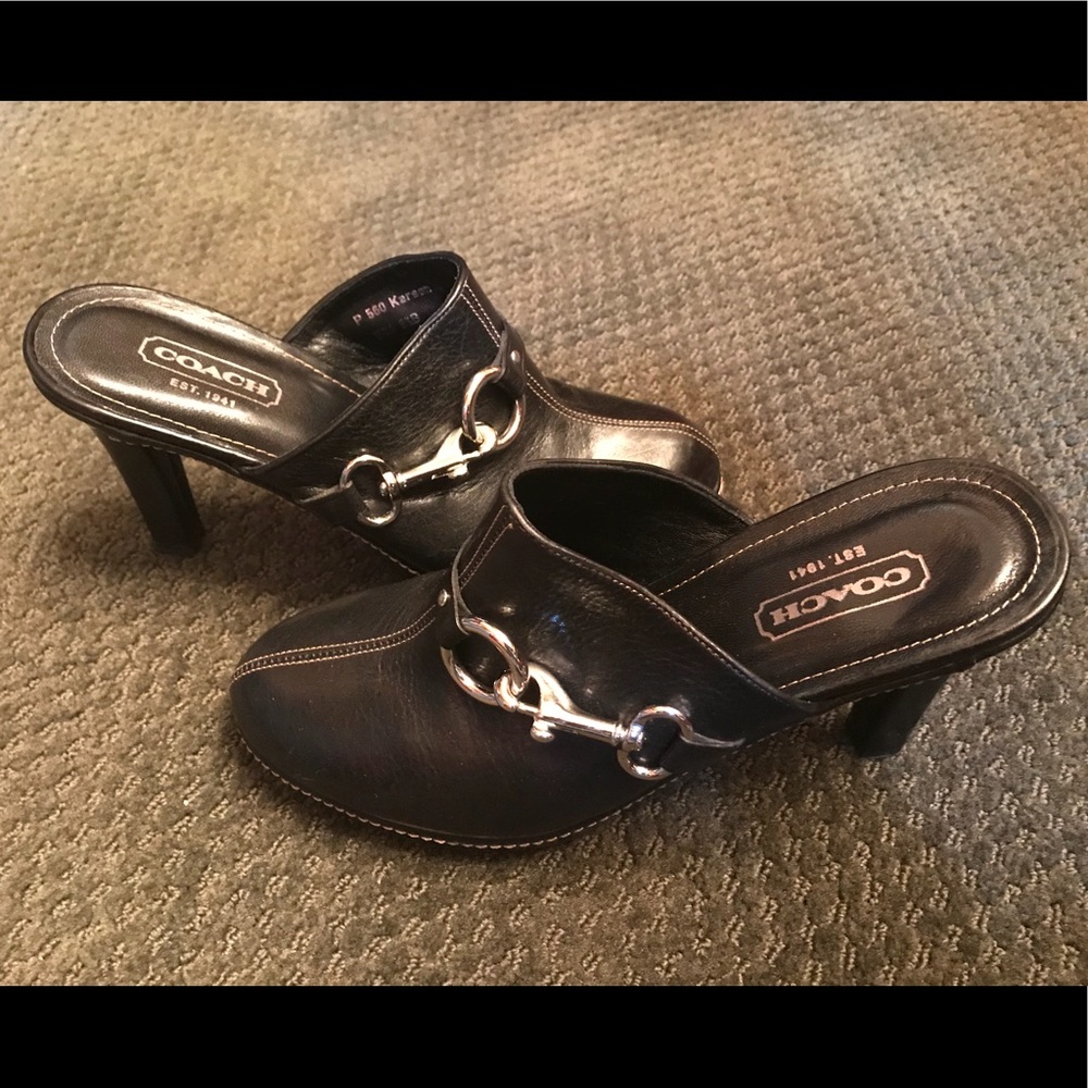 Coach black Larsen heel clogs